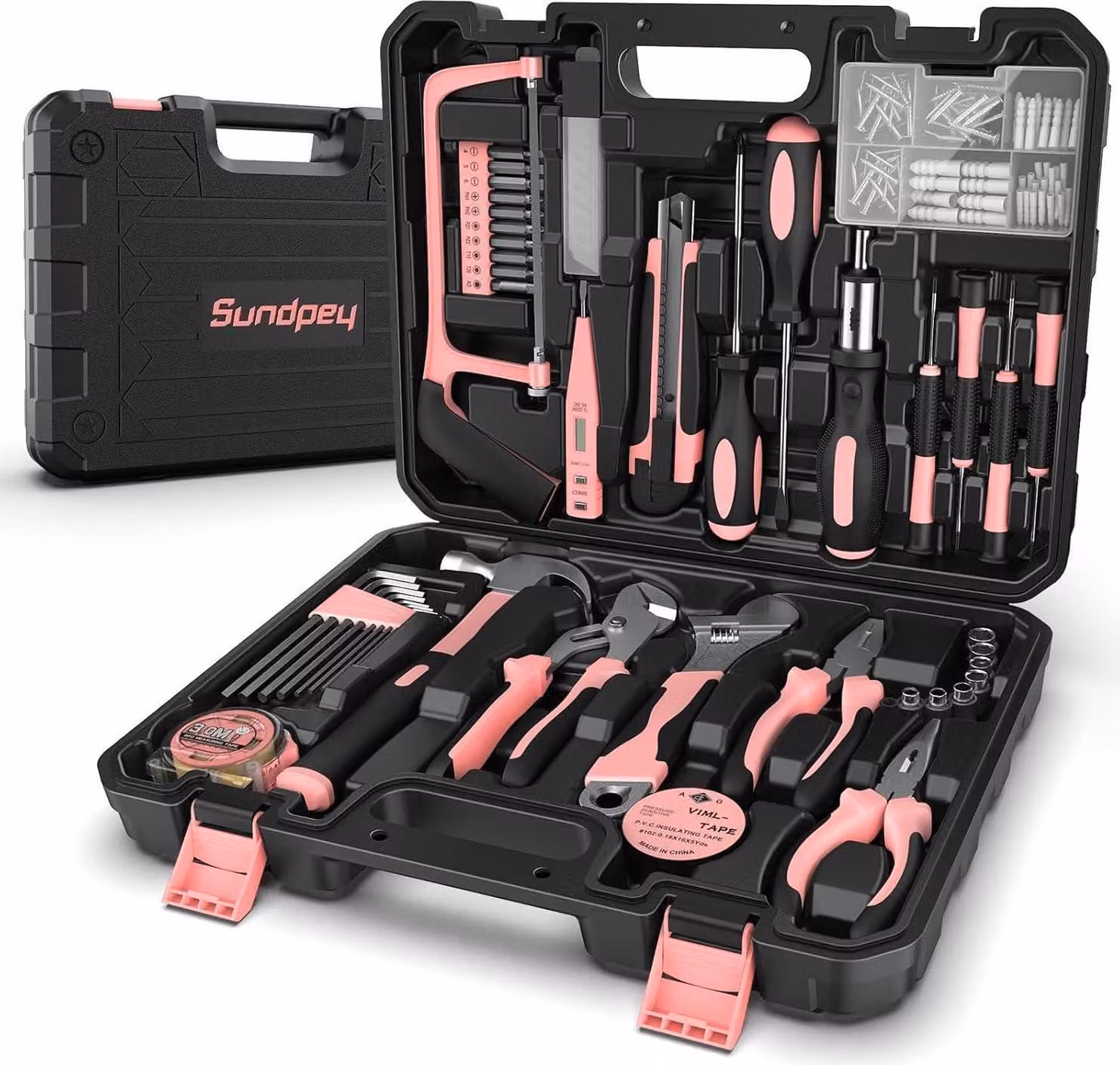 Cassetta degli attrezzi professionale 148pc set di utensili per la casa uomini donne rosa