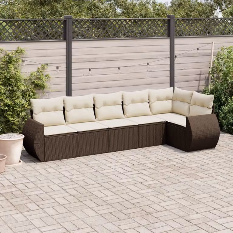 Maison Exclusive - Set Divano da Giardino 6 pz con Cuscini Marrone in Polyrattan