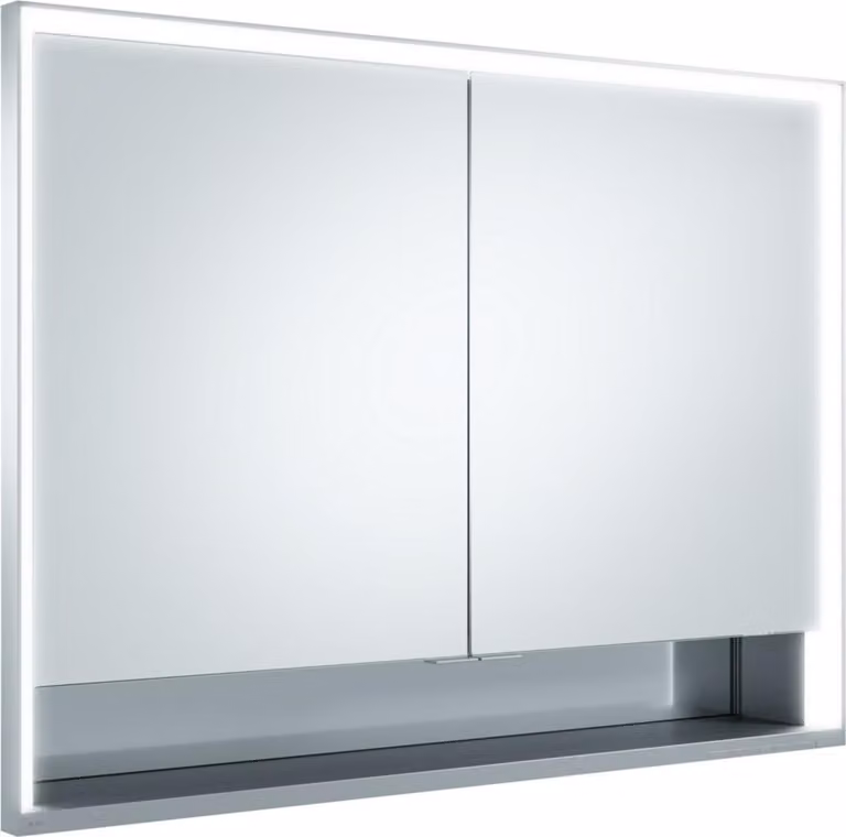 KEUCO Royal Lumos armoire de toilette encastrable 2 portes, porte courte, compartiment de rangement ouvert, 1050mm, 14338171301, 14338171301