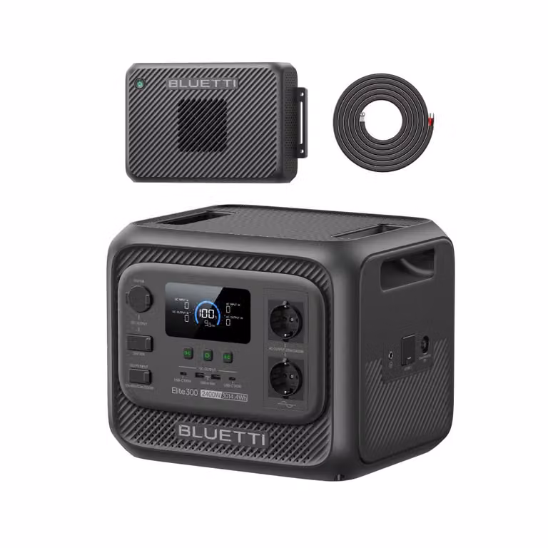 BLUETTI Elite 300 Powerstation & Charger Caricabatteria generatore da 2,1000 W, ricarica rapida in auto in 3,2 ore, batteria di riserva da 3000 Wh per campeggio e camper