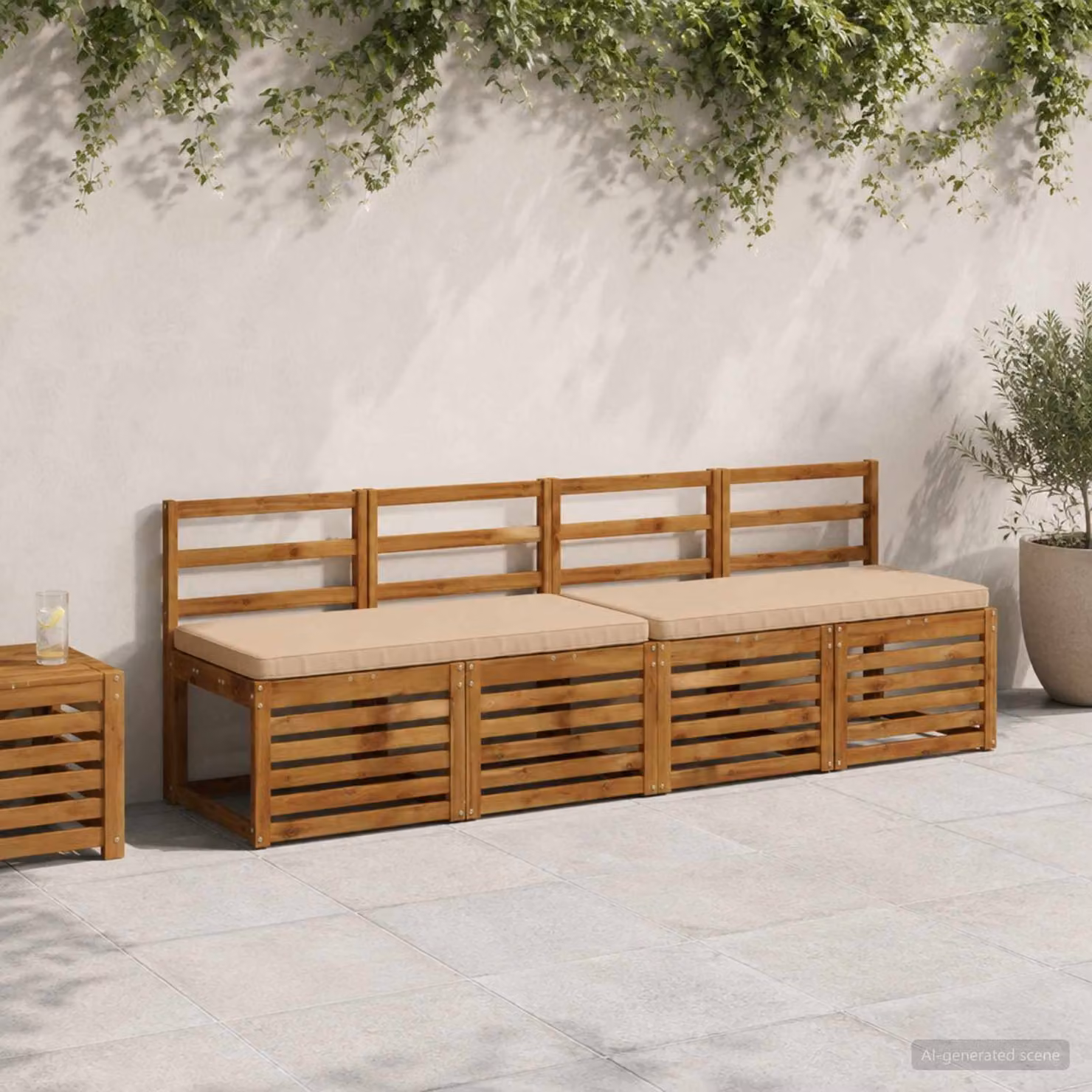 Cuscino per panchina vidaXL VUGHT in poliestere color sabbia con rivestimento rimovibile e lavabile