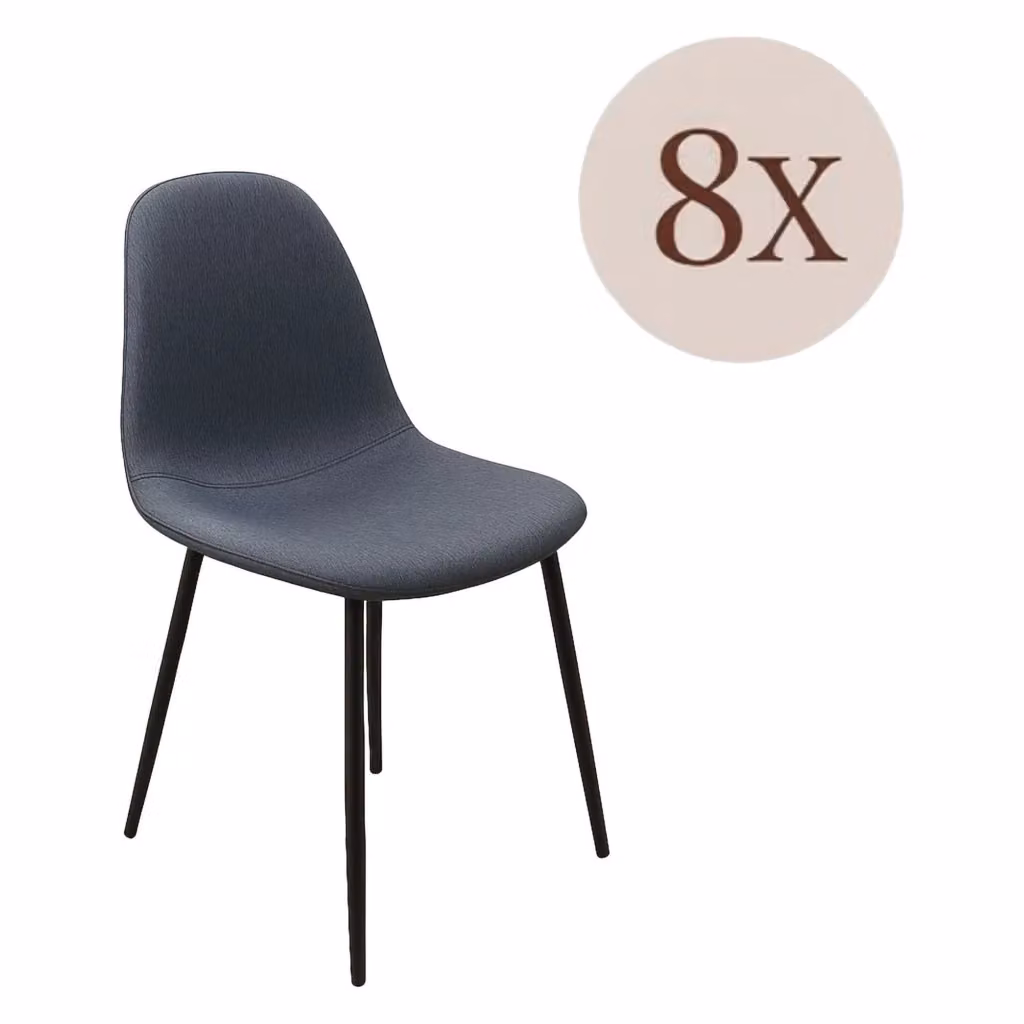 Set di 8 sedie moderne DMORA in tessuto e metallo, colore nero antracite opaco – 2