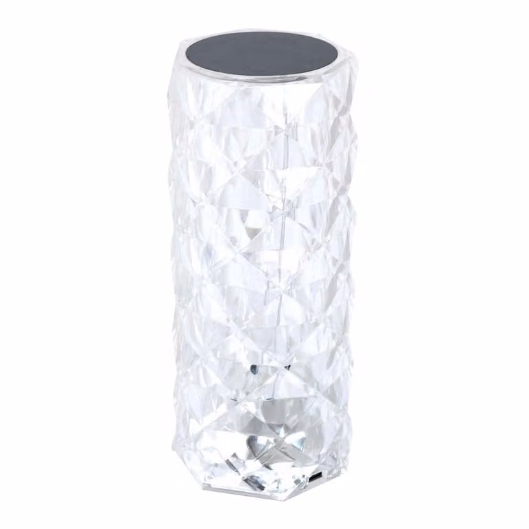 Lampada da tavolo a LED in cristallo con telecomando cambiacolori altezza 21 cm