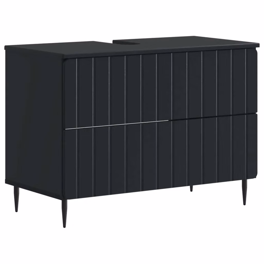Armadio per lavabo da bagno moderno vidaXL nero con ante e cassetti L: 82 cm, P: 41 cm, H: 58,5 cm – 2