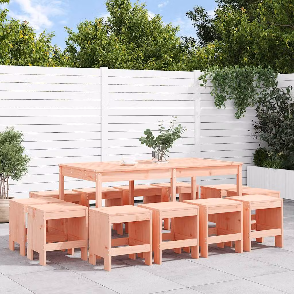 Set da pranzo per giardino vidaXL in legno di Douglas marrone, 13 pezzi