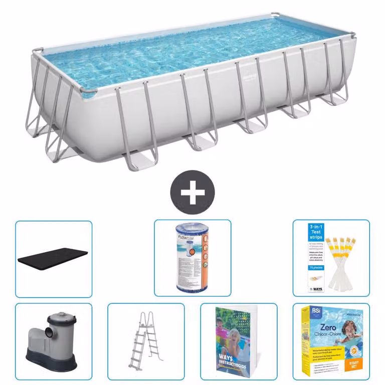 Bestway Power Steel, piscina rettangolare - 640x274x132 cm - composta da 6 parti, modello S572
