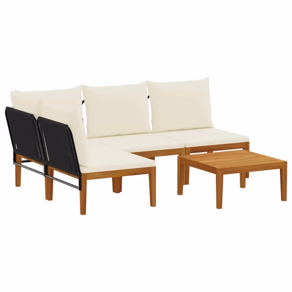 Set di 5 sedie da giardino vidaXL in legno di acacia e corda naturale beige e bianca – 2