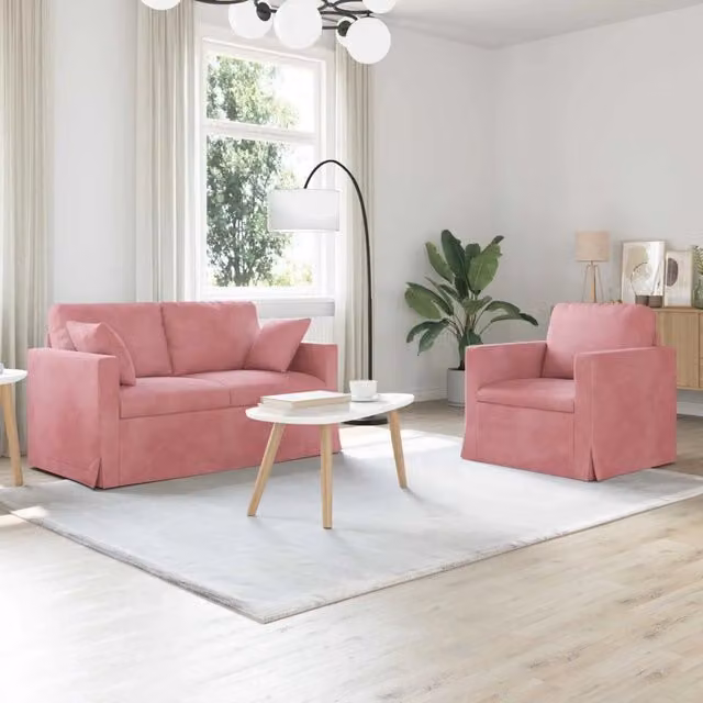 Set di divani 2 pz Rosa Velluto 3407511