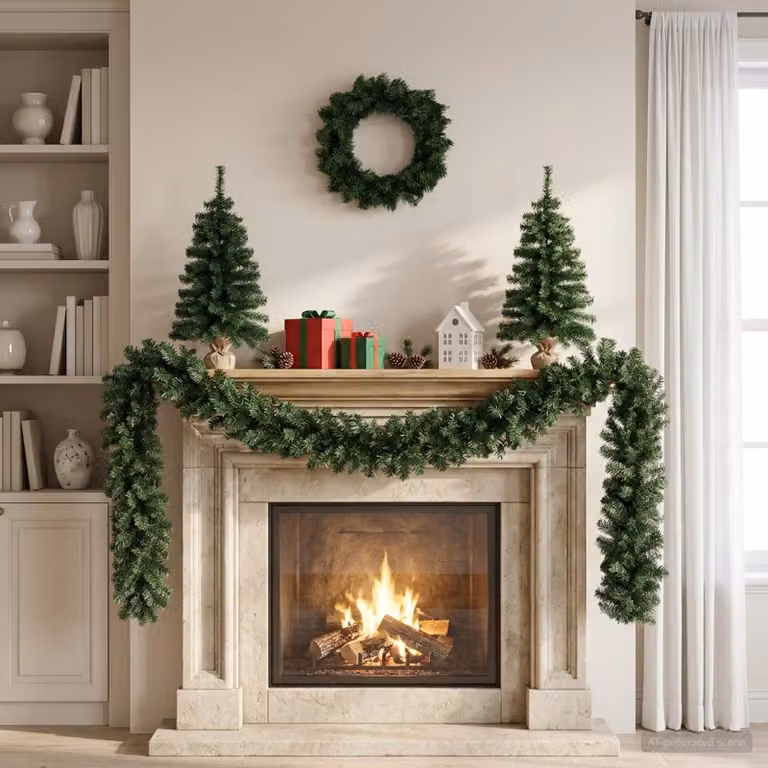 Set di mini albero di Natale, 45 cm, PVC, verde