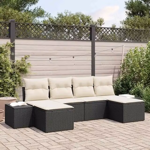 Set Divano da Giardino 6 pz Nero polyrattan 3347167