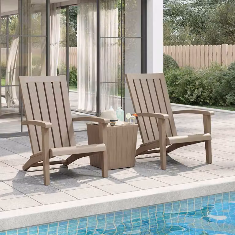 Set di 2 sedie Adirondack da giardino vidaXL in polipropilene marrone chiaro con braccioli