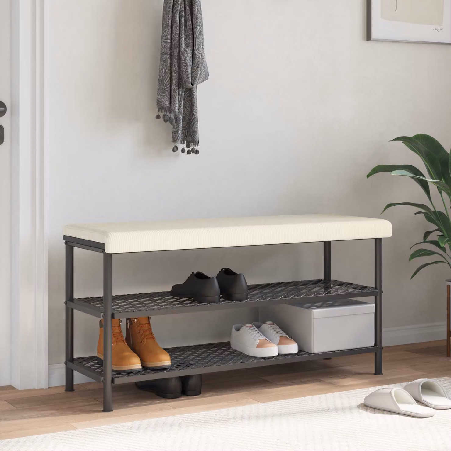 Cuscino per panchina vidaXL in velluto a coste beige, L 110 cm x P 35 cm