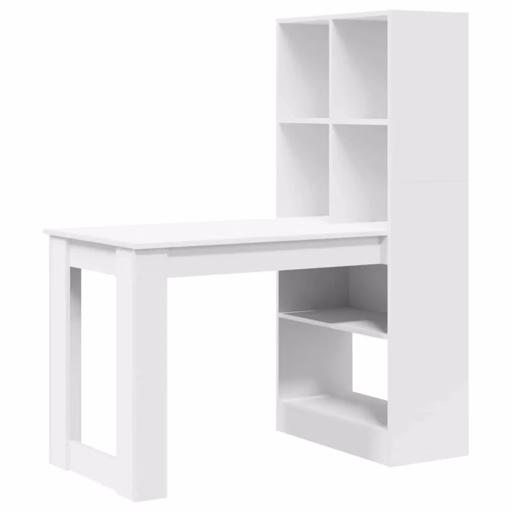 Scrivania moderna bianca vidaXL in legno MDF con finitura opaca L: 122 cm, P: 67 cm, H: 145 cm – 2