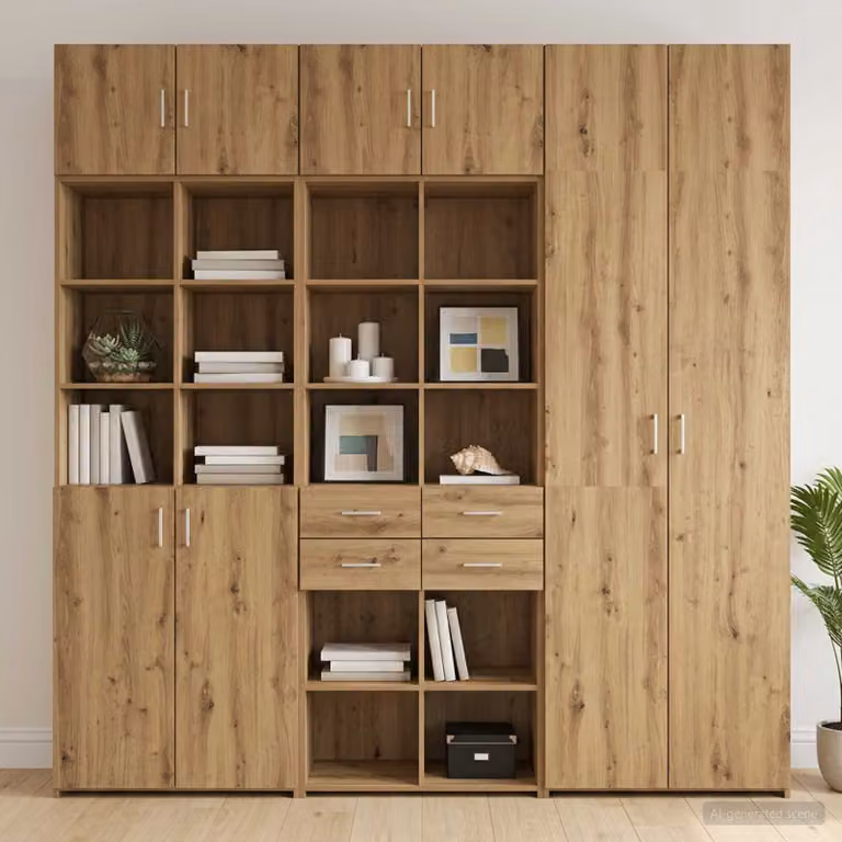 Armadio da parete moderno vidaXL in legno marrone con ripiani e ante, L: 70,0 cm, P: 42,5 cm, H: 225,0 cm