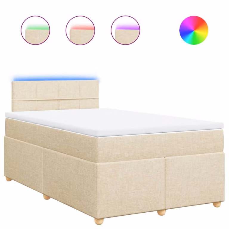Giroletto a Molle con Materasso Crema 120x190 cm in Tessuto