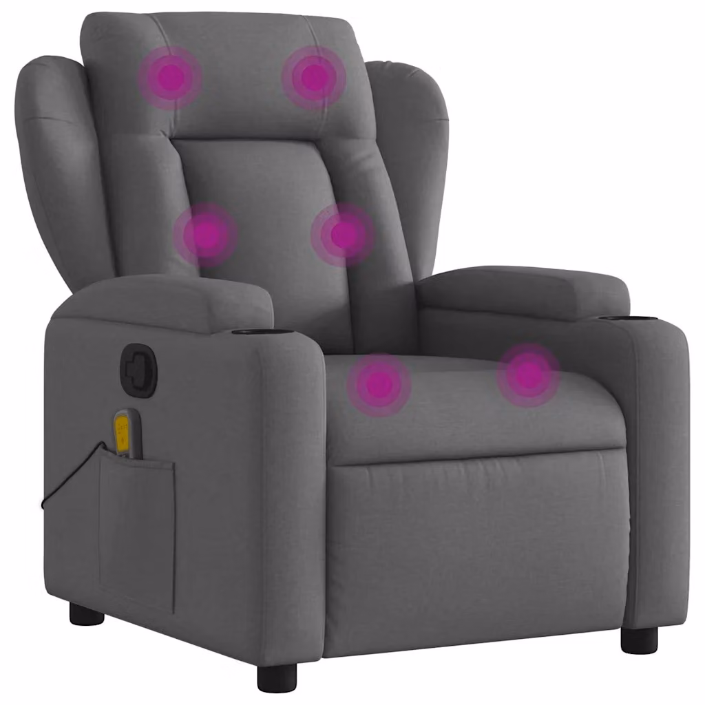 Poltrona relax reclinabile vidaXL in tessuto grigio con braccioli e leva manuale – 2
