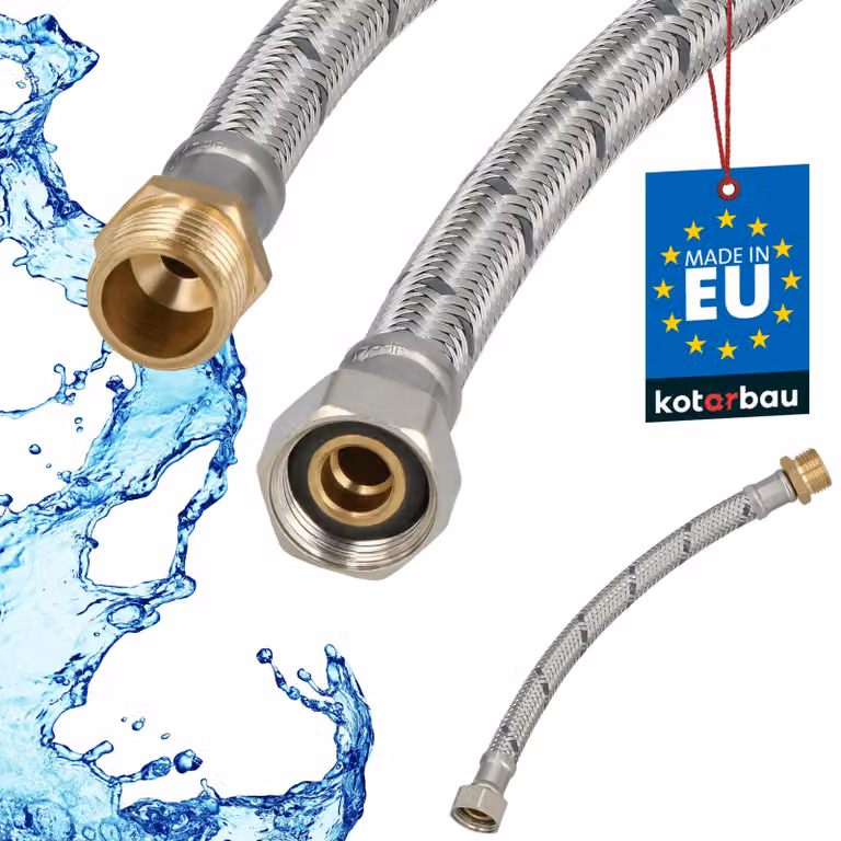 KOTARBAU® Tubo Flessibile per Rubinetto 3/8" x 3/8" Rinforzato 20cm Tubo Flessibile Rubinetto Cucina Maschio x Femmina Acciaio Inox