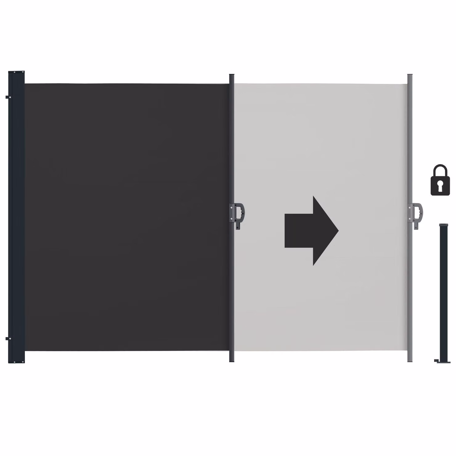 Tenda laterale estraibile tectake con meccanismo a rullo, oscurante, in poliestere e acciaio, colore nero, L: 300 cm, H: 180 cm – 2