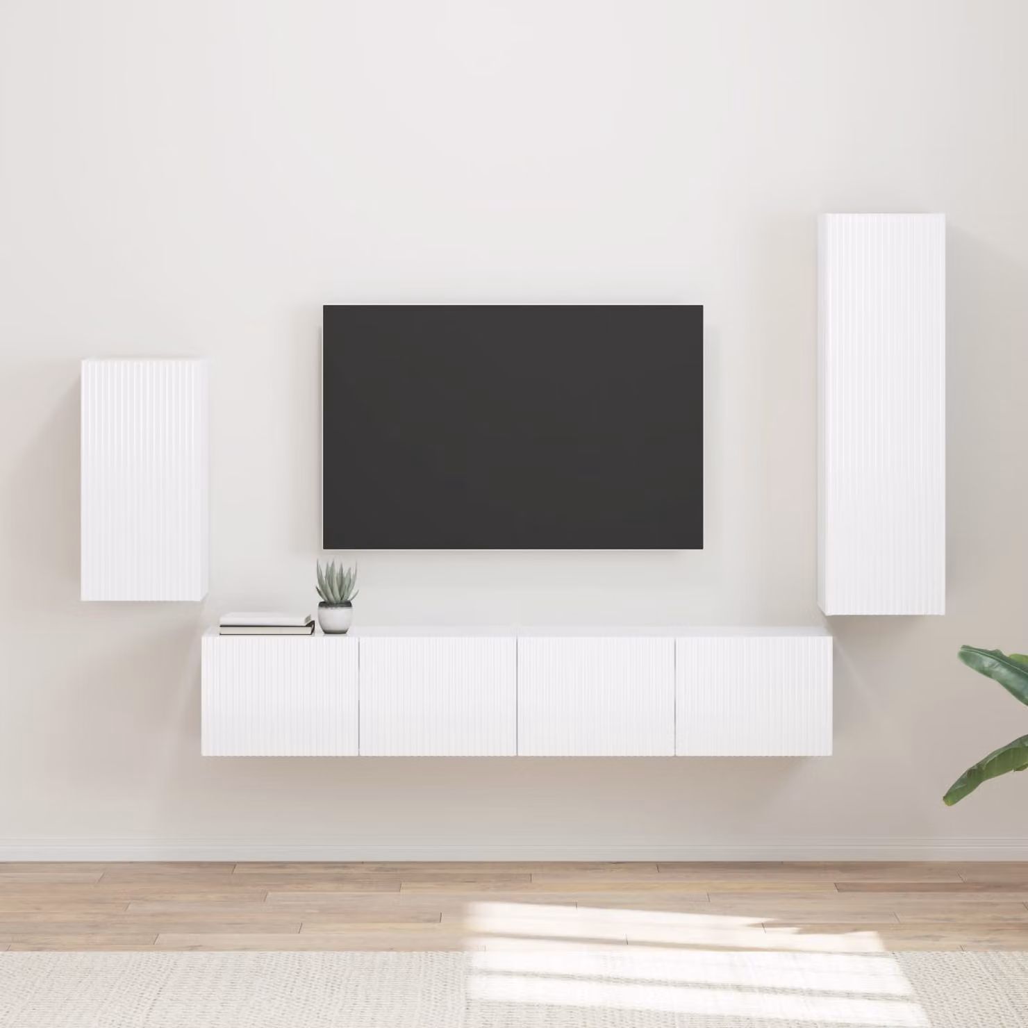 Set mobile TV moderno vidaXL in 4 pezzi Bianco Lucido in MDF per il tuo soggiorno