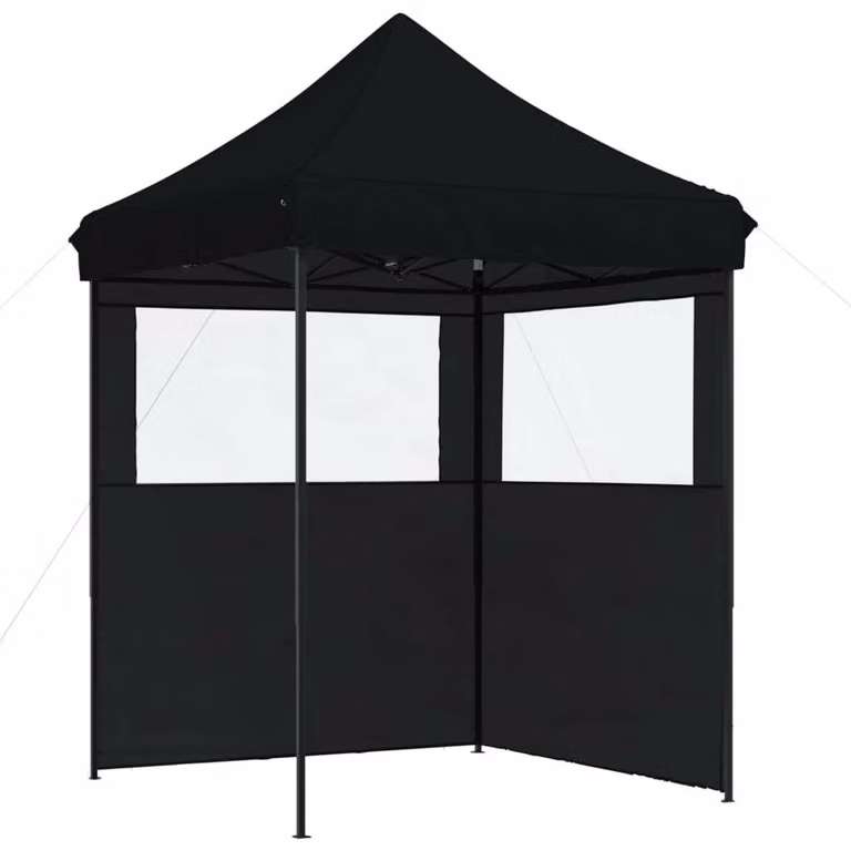 Tendone per Feste Pieghevole Pop-Up con 2 Pareti Nero
