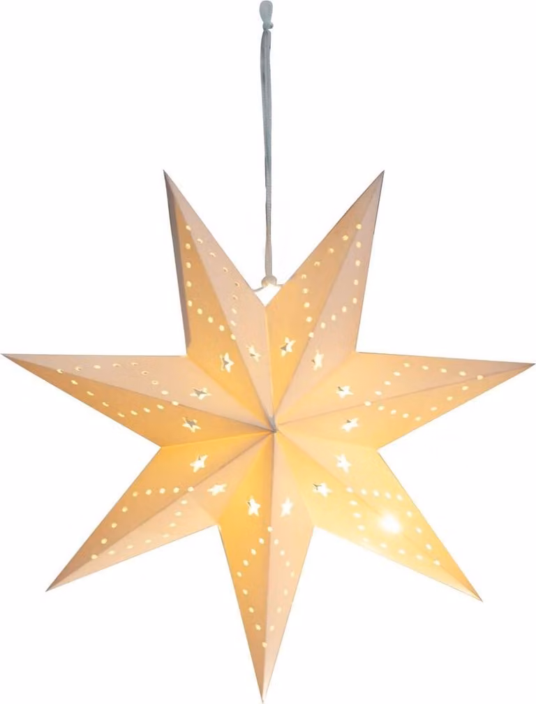 Decorazione MagicHome Natale, Stella, carta, 10 LED bianco caldo, 2xAA, illuminazione semplice, 40 cm