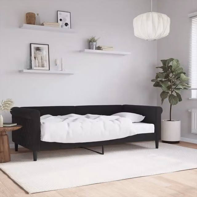 Divano Letto con Materasso Nero 90x190 cm in Velluto 3197762