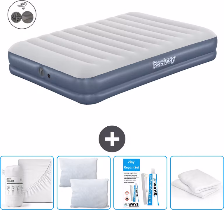 Materasso gonfiabile Bestway - 2 persone - 152 x 203 x 36 cm - Blu - Accessori inclusi
