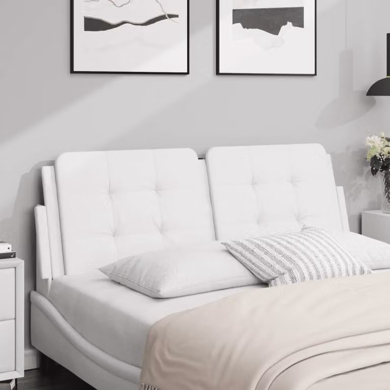 Testiera per letto imbottita vidaXL Zadar in similpelle bianca, L: 120 cm, H: 48 cm, P: 3 cm