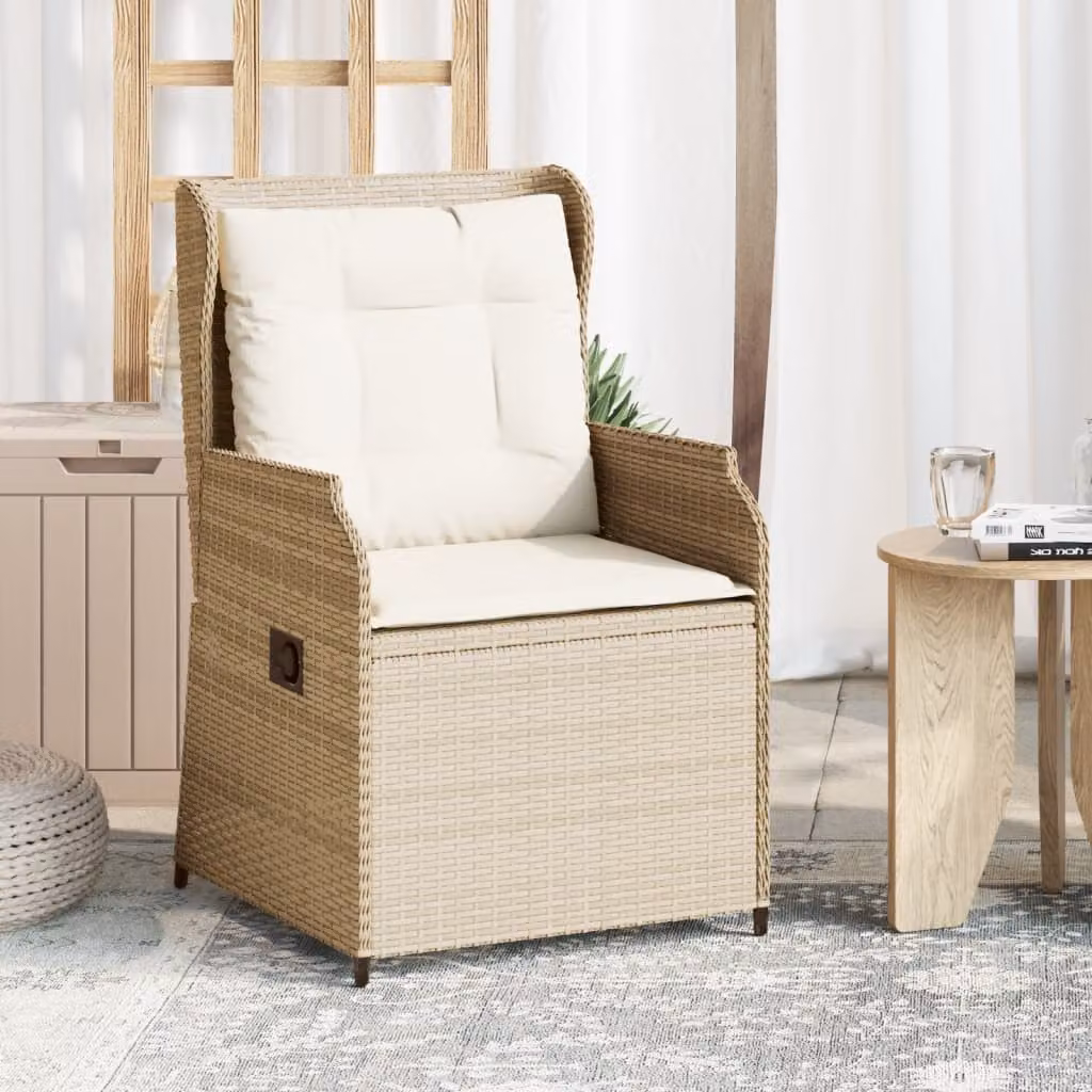 Set di 2 sedie reclinabili da giardino vidaXL in polyrattan beige con cuscini