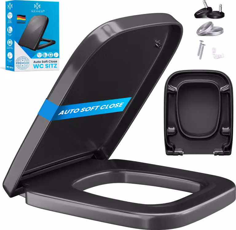 KESSER® Sedile della toilette con chiusura morbida Coperchio della toilette Funzione di sgancio rapido e chiusura morbida - facile installazione Coperchio della toilette antibatterico in duroplast Sedile della toilette con fissaggio in acciaio inox