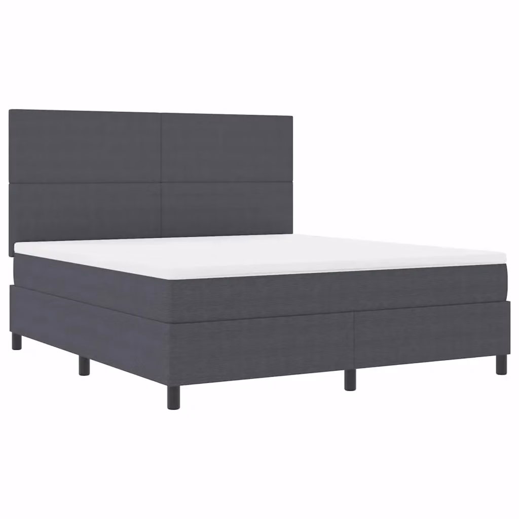 Letto moderno vidaXL in tessuto a coste con illuminazione LED sottostante, Grigio e Bianco, L: 180 cm, P: 200 cm, H: 203 cm – 2