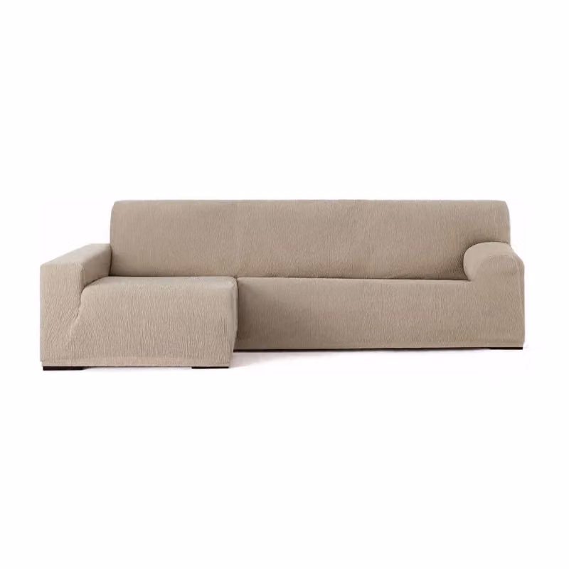 Copridivano elastico Troya EFFEZ con penisola a sinistra e bracciolo lungo, colore beige – 2
