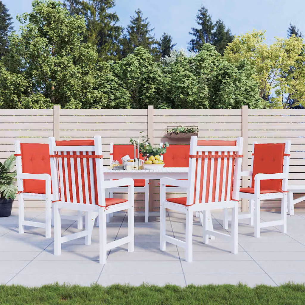 Set di 6 cuscini per sedia da giardino vidaXL rossi in tessuto impermeabile e traspirante L/P/H: 100 x 50 x 3 cm