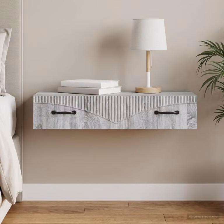 vidaXL Tavolino da Parete Laterale Moderno Grigio Sonoma L 87,5 x P 34,5 x H 17 cm