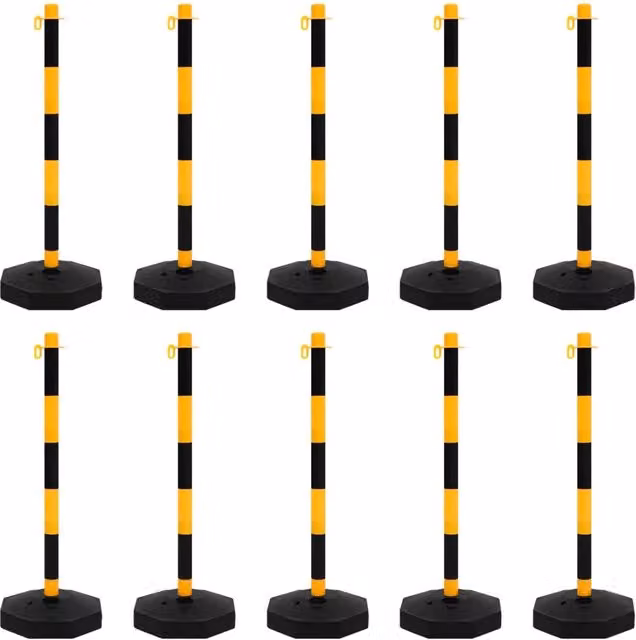 Set di Pali Stradali con Catena in Plastica Giallo e Nero CFW7192605 da 10 m