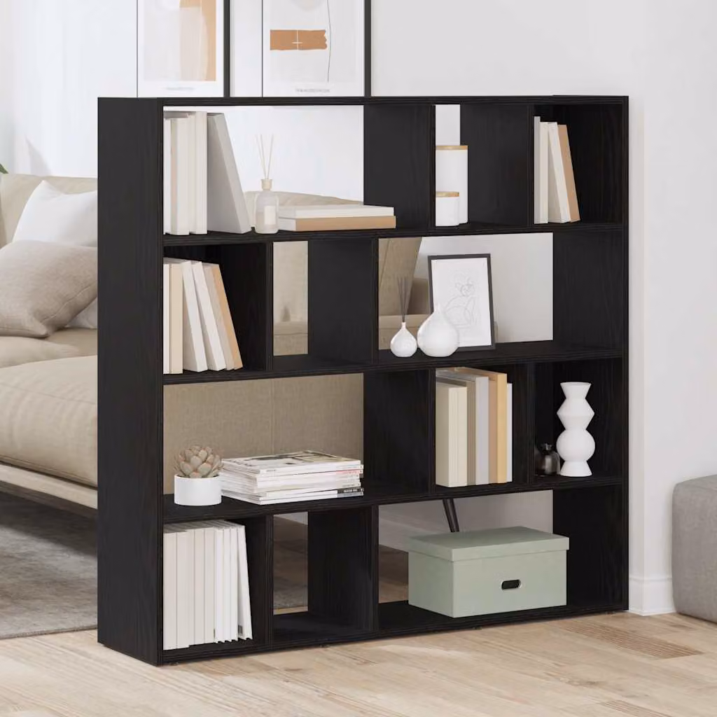 Libreria/Divisorio vidaXL in Rovere Nero, Design Moderno, L 105 cm x P 24 cm x H 102 cm