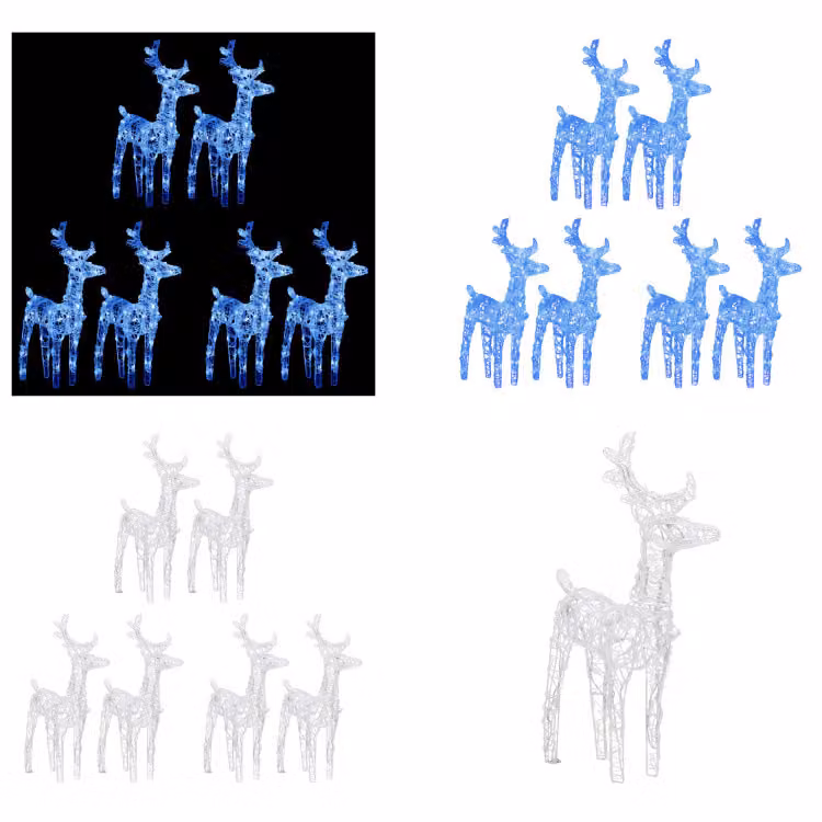 vidaXL Renna LED 6 pz. Blu 240 LED acrilico - Renna di Natale - Renna di Natale - Renna illuminata - Decorazione natalizia