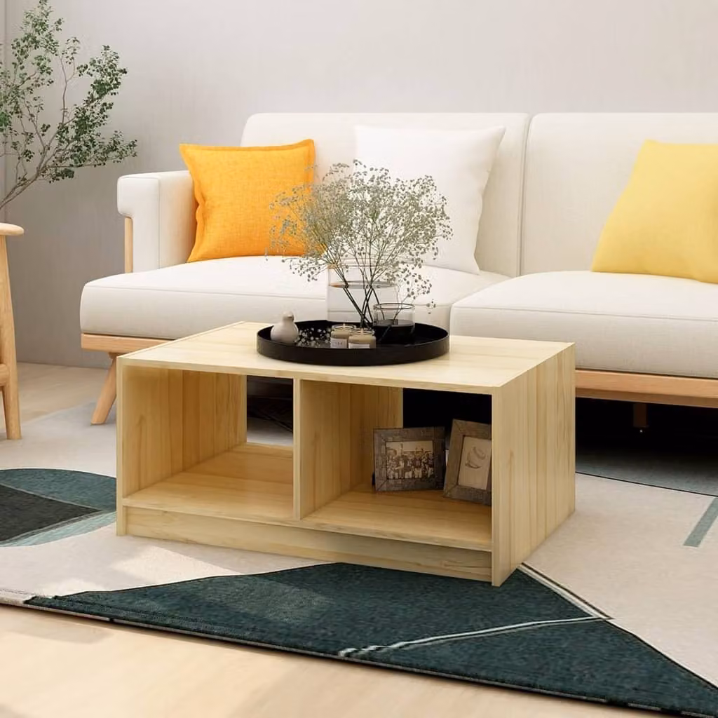Tavolino The Living Store 75x50x33,5 cm in legno di pino massiccio