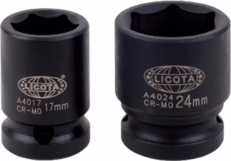 Chiave a Bussola 1/2 pollice, 24mm, Cr-Mo, Esagonale per Avvitatore a Impulsi