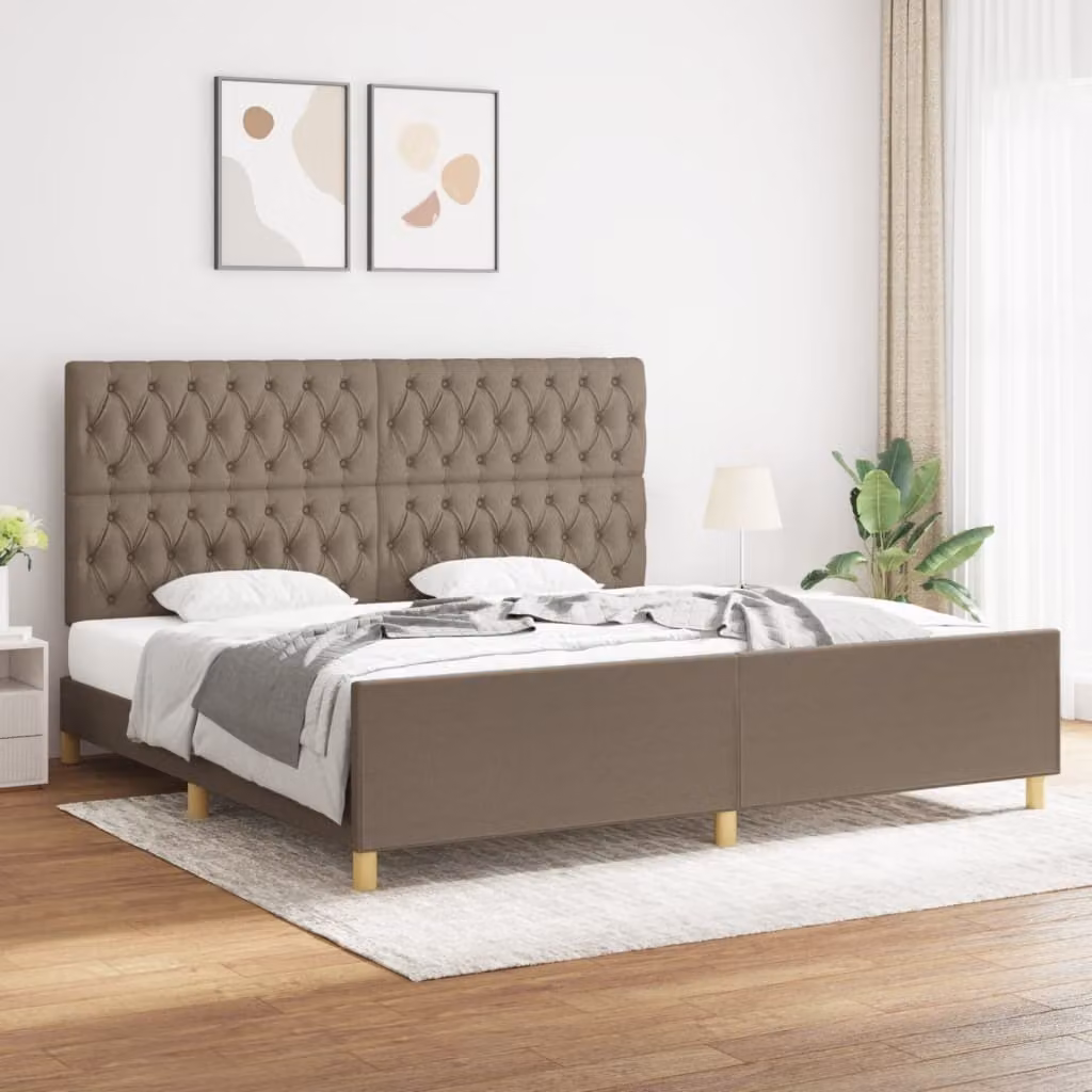 The Living Store Struttura letto con testiera Taupe 200x200 cm in tessuto