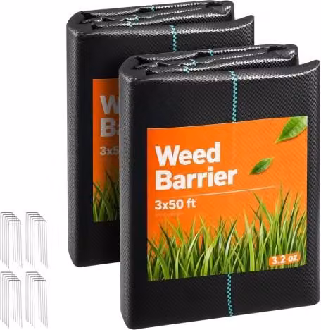 Set di 2 teli pacciamanti VEVOR anti erbe infestanti in polipropilene nero per giardino e orto, L: 15,2 m, P: 0,9 m