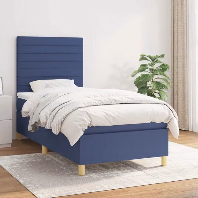Letto Ibrido con Giroletto a Molle e Materasso vidaXL, Blu e Bianco, L/P/H: 100 x 200 x 40 cm