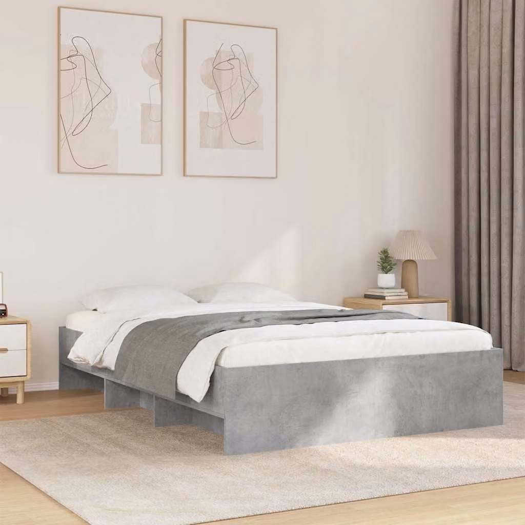 vidaXL Giroletto Moderno in Legno Multistrato Grigio L: 140 cm, P: 200 cm, H: 35 cm – 1