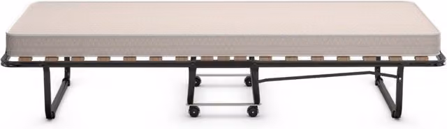 Letto brandina pieghevole con materasso in memory foam e struttura in metallo con 4 ruote girevoli, colore beige, L/P/H: 200 x 80 x 40 cm – 1