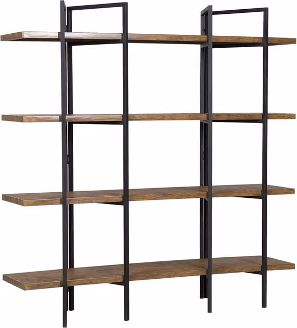 Libreria Beliani in stile industriale con 4 ripiani in legno scuro e struttura in metallo nero, H: 165 cm, L: 36 cm, P: 33 cm