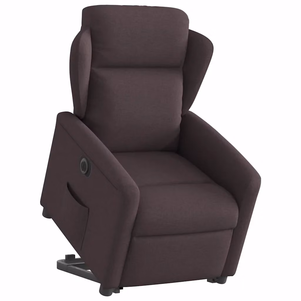 Poltrona Alzapersona Reclinante Elettrica vidaXL in Tessuto Marrone con Braccioli per Senior – 2