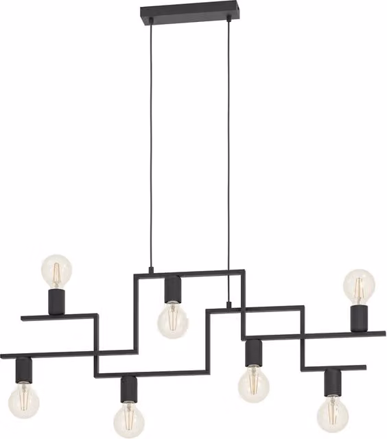 Lampadario a sospensione Eglo moderno in metallo nero con 7 luci E27