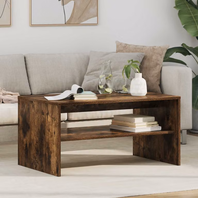 vidaXL Tavolino da salotto moderno in rovere color marrone L: 80 cm, P: 50 cm, H: 40 cm