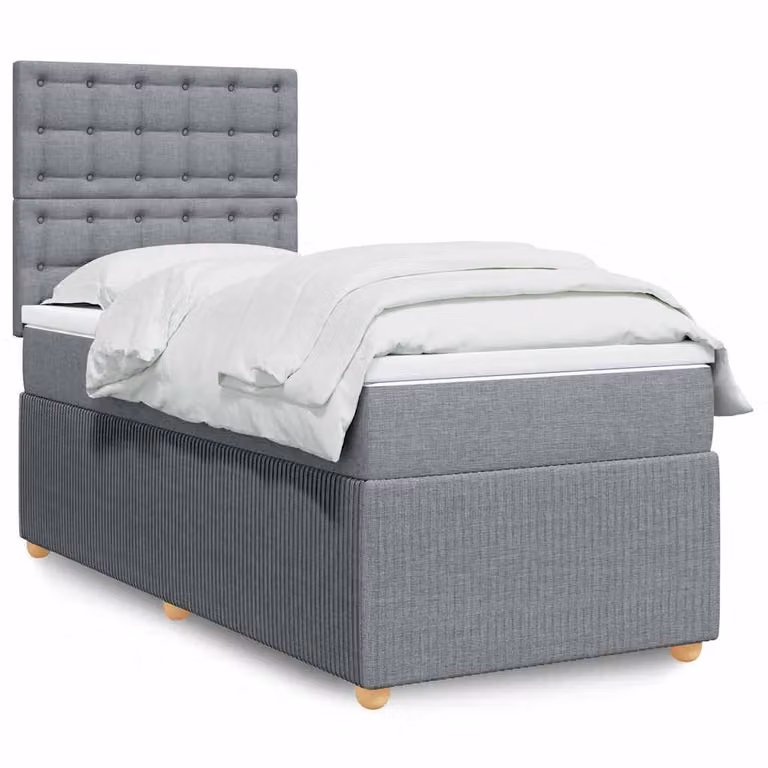 vidaXL Giroletto a Molle Ibrido con Materasso in Tessuto Grigio Chiaro e Bianco, L/P/H: 100 x 200 cm