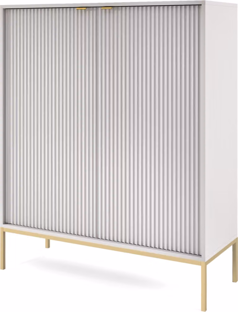 Cassettiera: 2 ante, grigio, oro, 104 x 125 x 39 cm, maniglie dorate